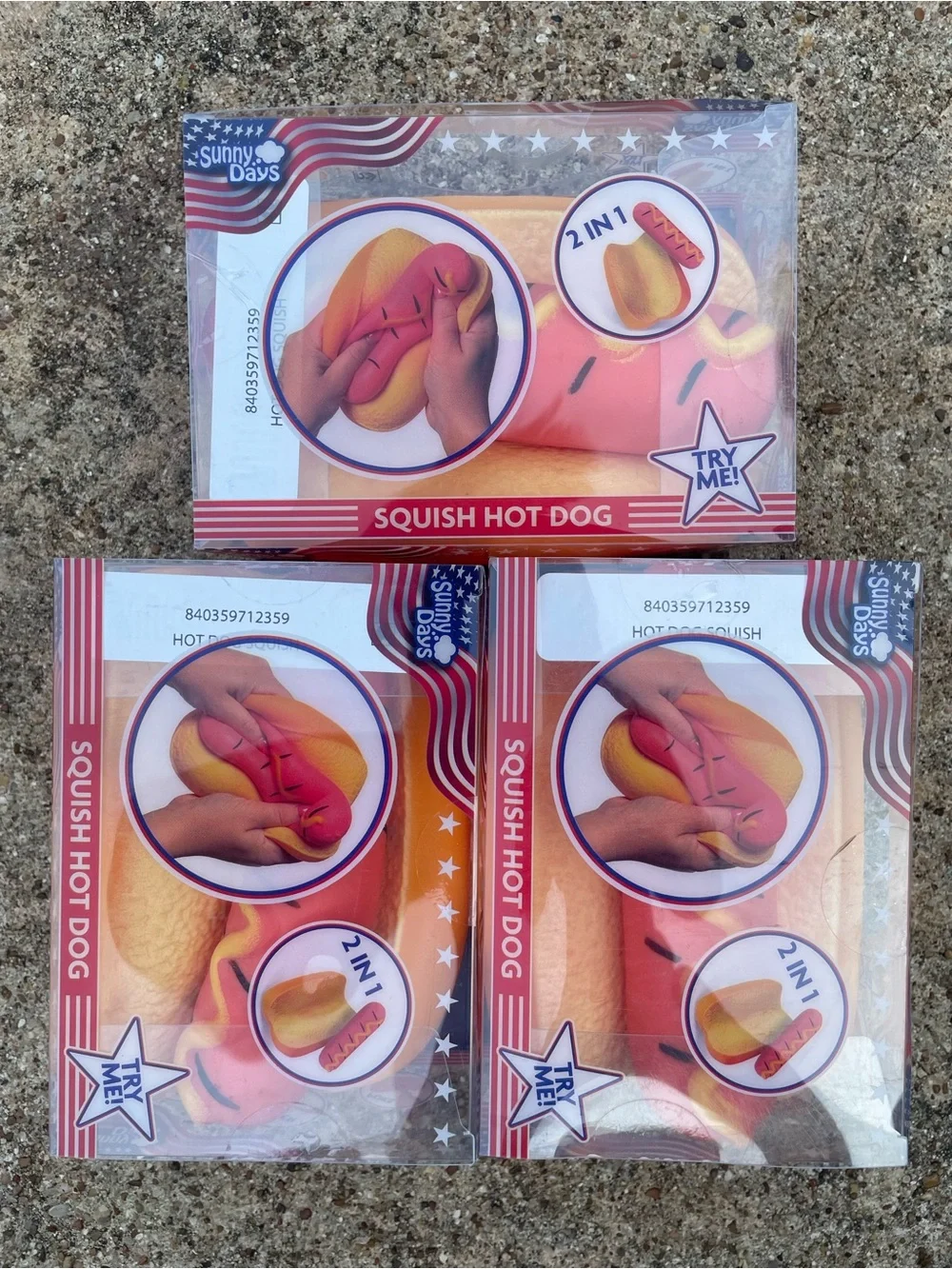 Sunny Days Squish Hot Dog Toy - Yellow Bun with Pink Sausage